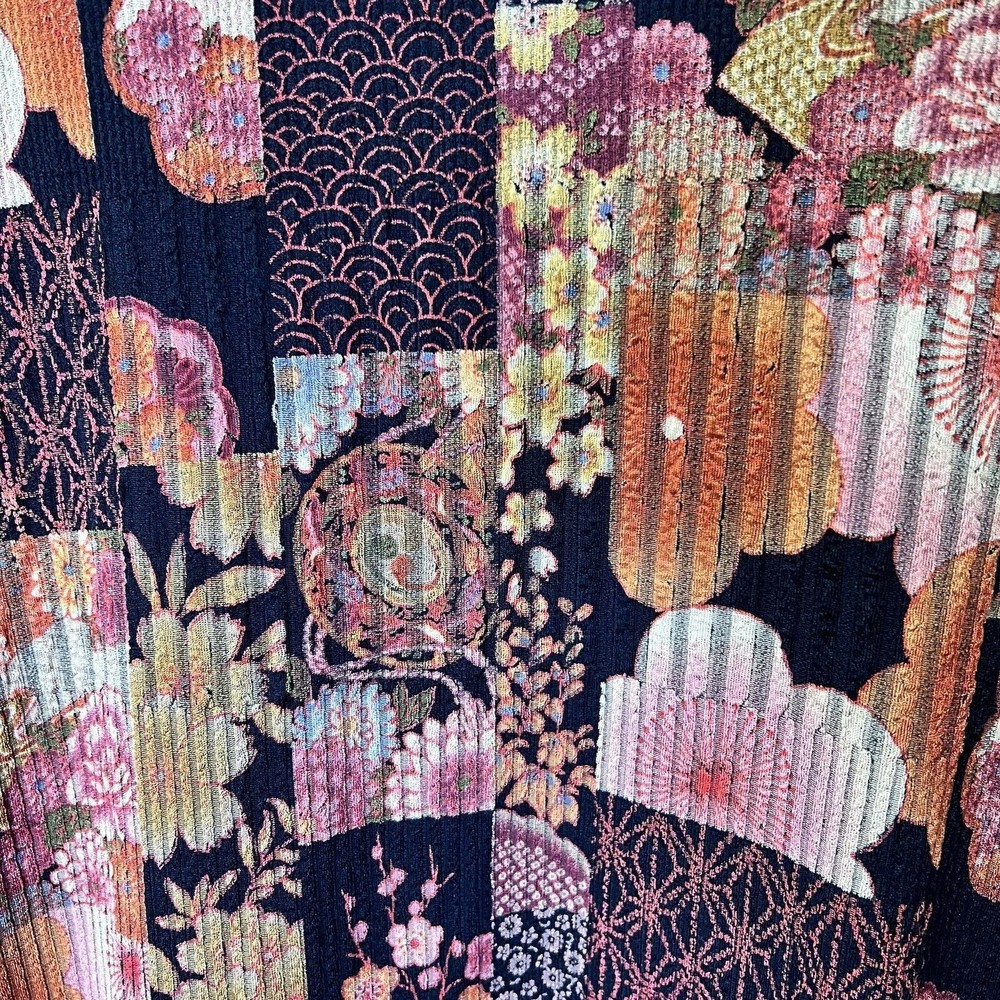Draper's & Damon's Women Small Black Multi Kimono Floral Theme Open Cardigan Top - Picture 3 of 15